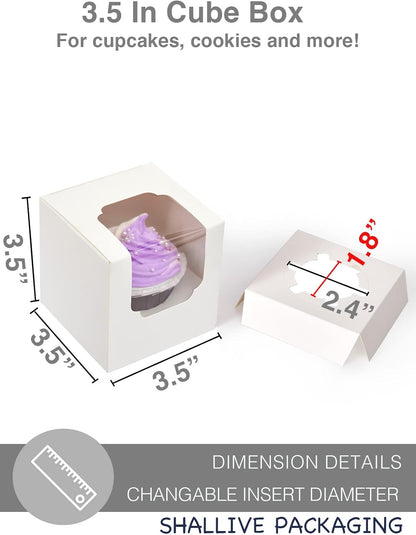 100 Pcs Kraft Brown Cupcake Boxes Individual Bulk Paper Cupcake Containers Single with Insert and Window, Pop up Cookie Boxes and Cocoa Bombs Boxes Packaging for Bakery Gift Giving