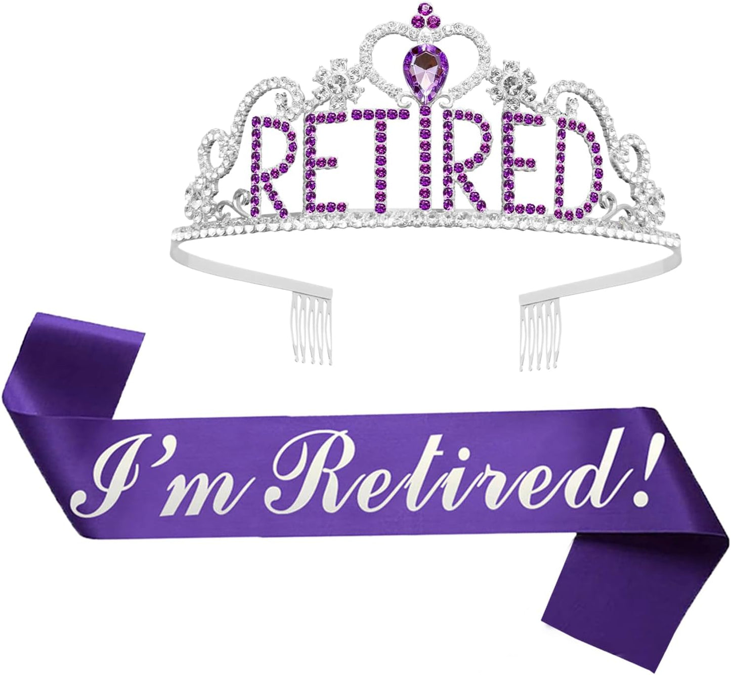 JETKONG Retirement Party Decorations Retired Tiara/Crown, Retired Sash for Women Retirement Gifts, Retirement Party Supplies, Gifts, Favors (Rose Gold)