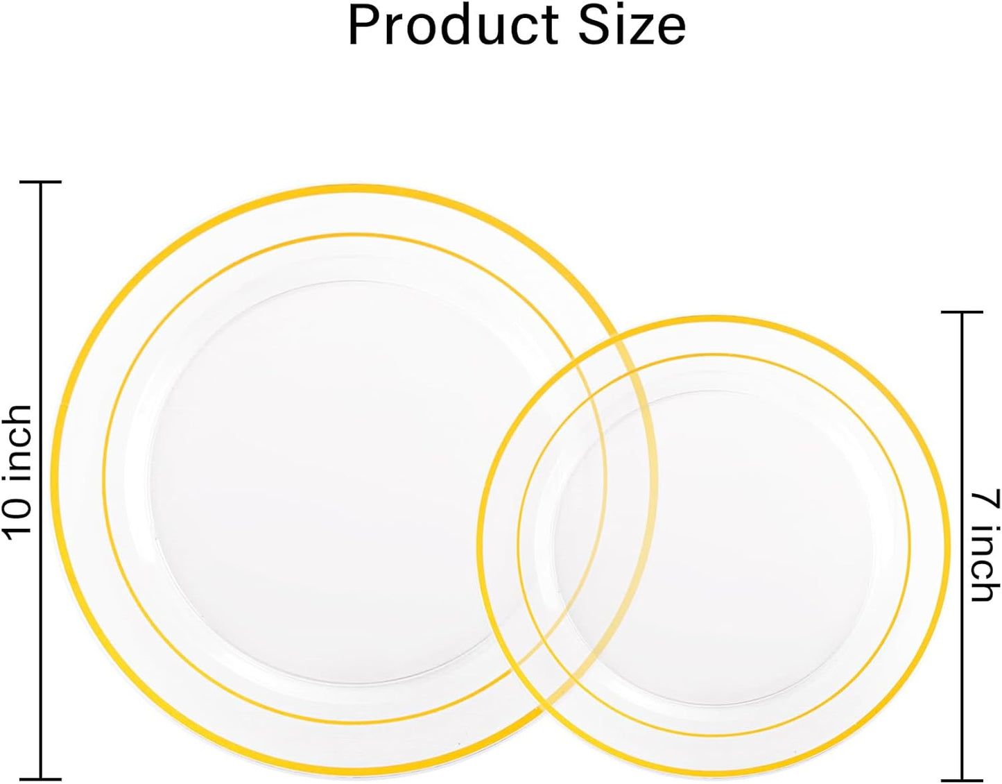 I00000 102 Pieces Gold Plastic Plates, Disposable Party Plates White Gold Rim, 51 Disposable Gold Dinner Plates 10.25 Inch and 51 Disposable Dessert Appetizer Elegant Fancy Wedding Plates 7.5 Inch