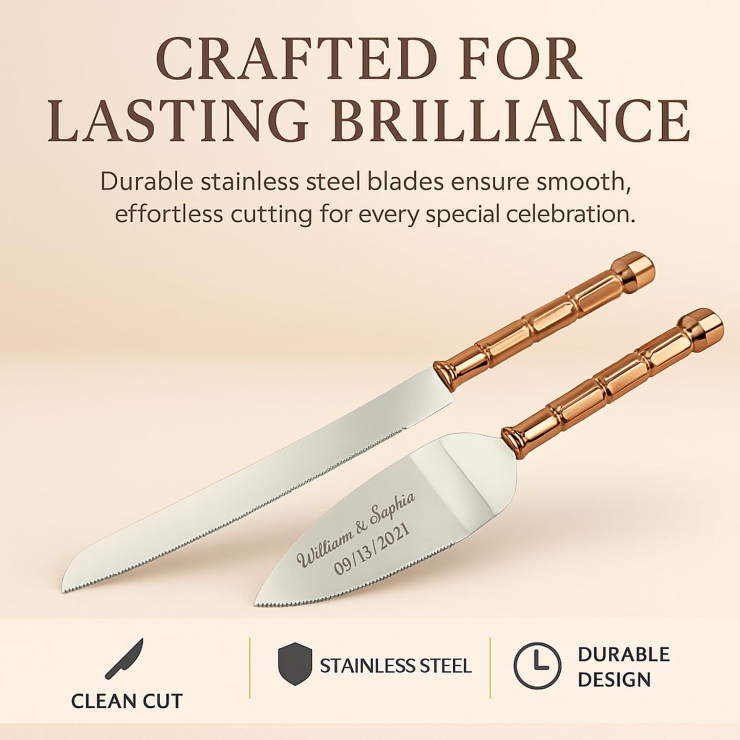 GIFTS INFINITY Personalized Wedding Cake Knife and Server Set with Engraving – Cake Cutting Utensil Set, Keepsake Gift for Wedding, Anniversary, Reception, Birthday & Other Occasions (CH-101WB)