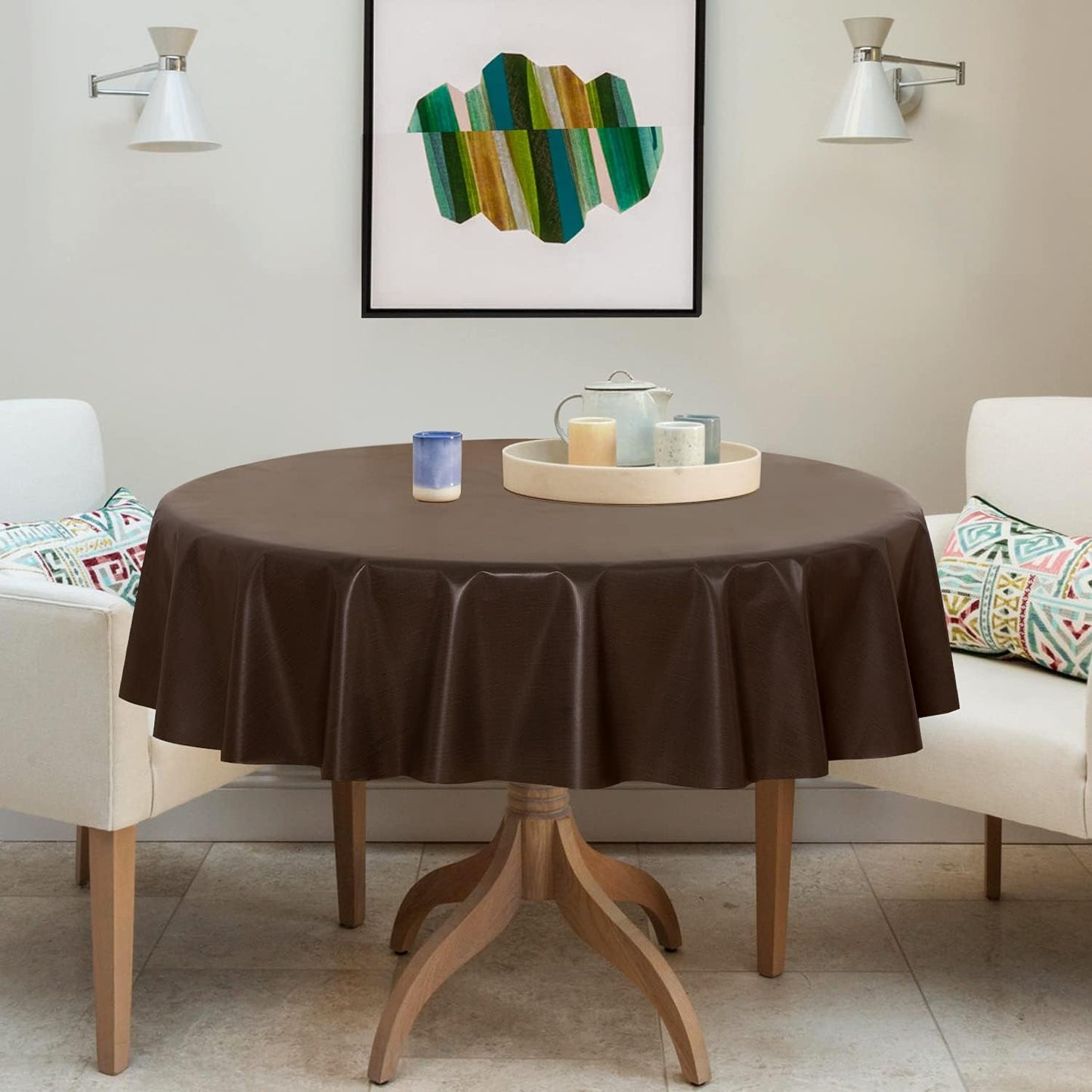 sancua Clear Plastic 100% Waterproof Tablecloth - 54 x 78 Inch - Vinyl PVC Rectangle Table Cloth Protector Oil Spill Proof Wipe Clean Table Cover for Dining Tables, Parties & Camping, Crystal Clear