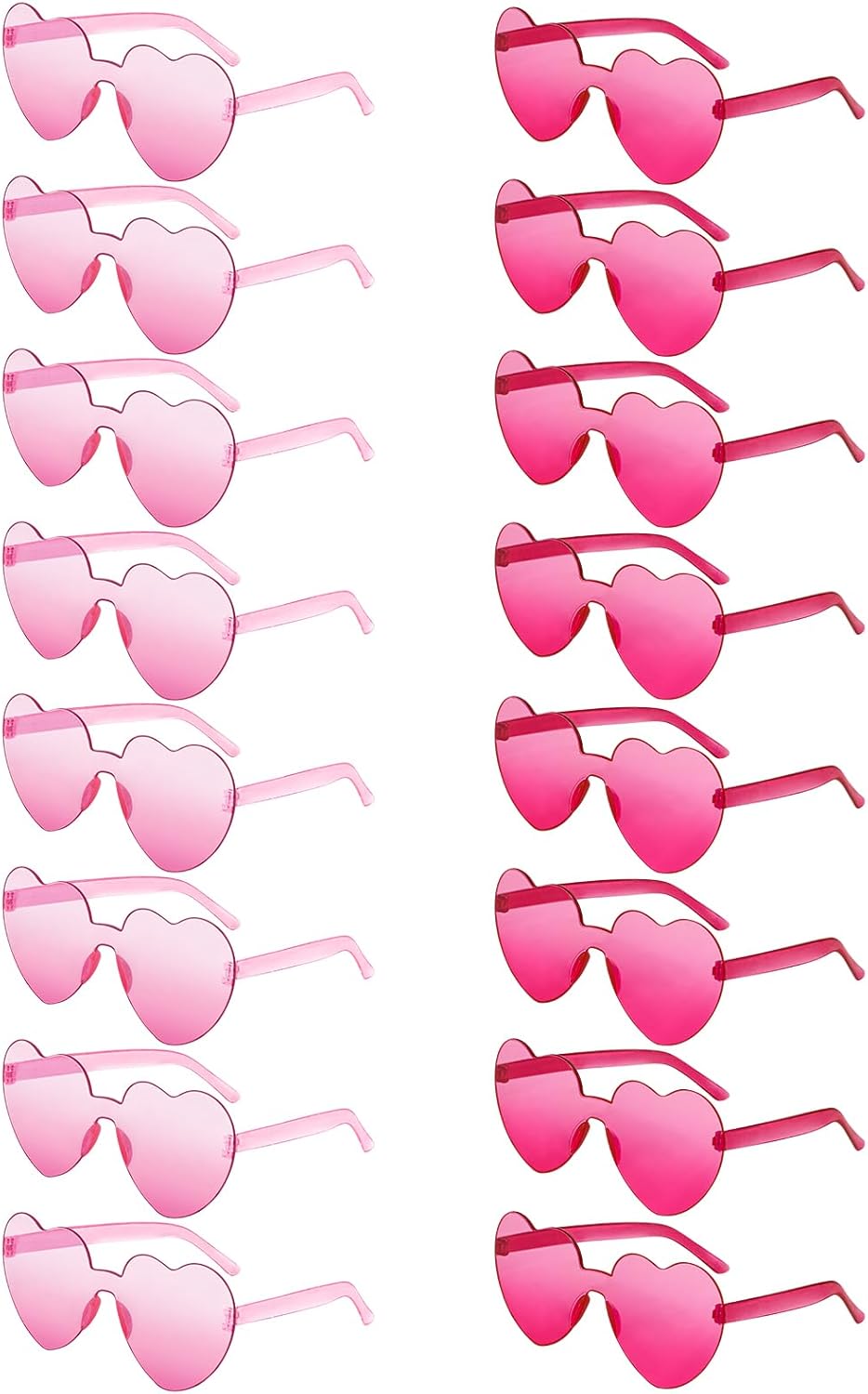 Matcheck 16 Heart Shaped Rimless Sunglasses Transparent Candy Colored Glasses Frameless Party Eyewear for Women