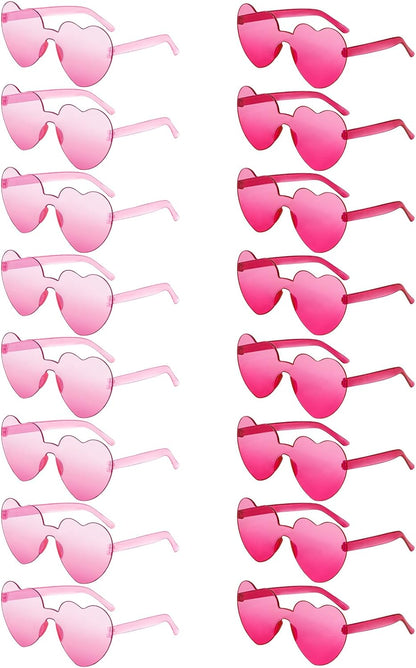 Matcheck 16 Heart Shaped Rimless Sunglasses Transparent Candy Colored Glasses Frameless Party Eyewear for Women