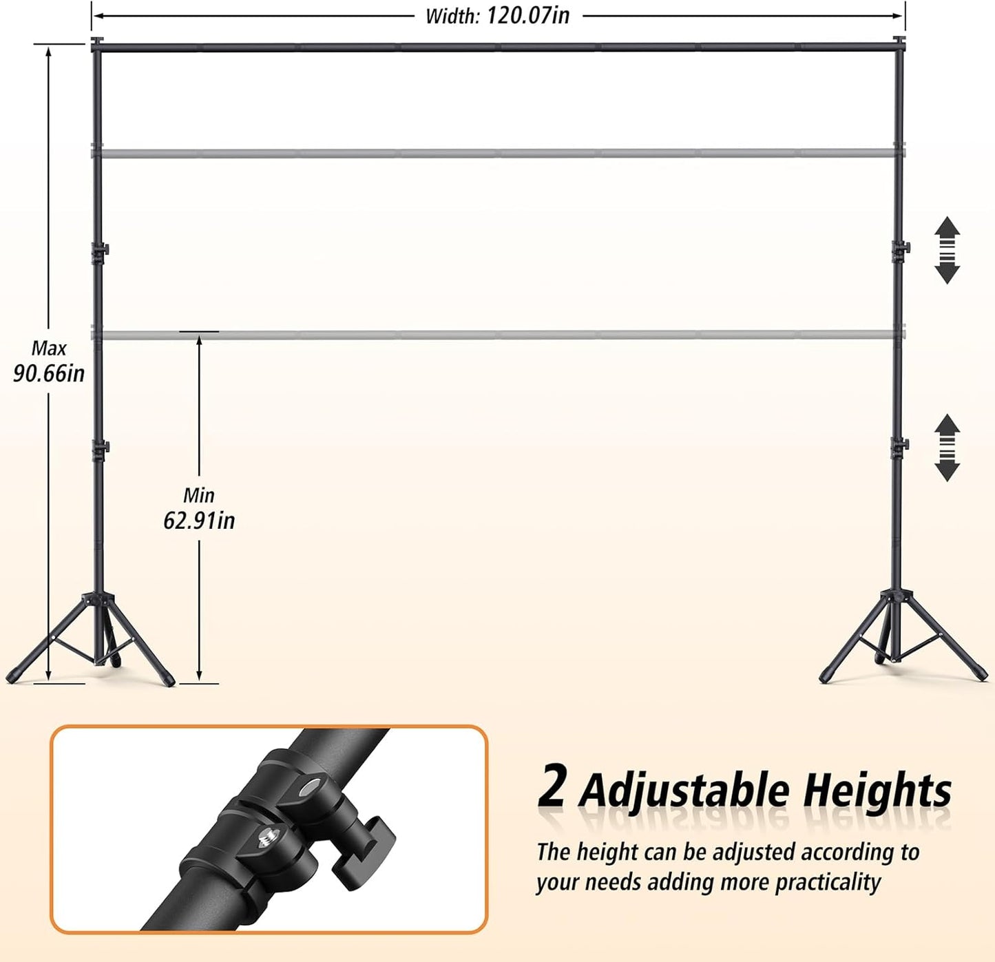 Forlogic Backdrop Stand 10x7.5ft(WxH), Heavy Duty Adjustable Photo Back Drop Stand kit, Suitable for Party, Photography, Weddings