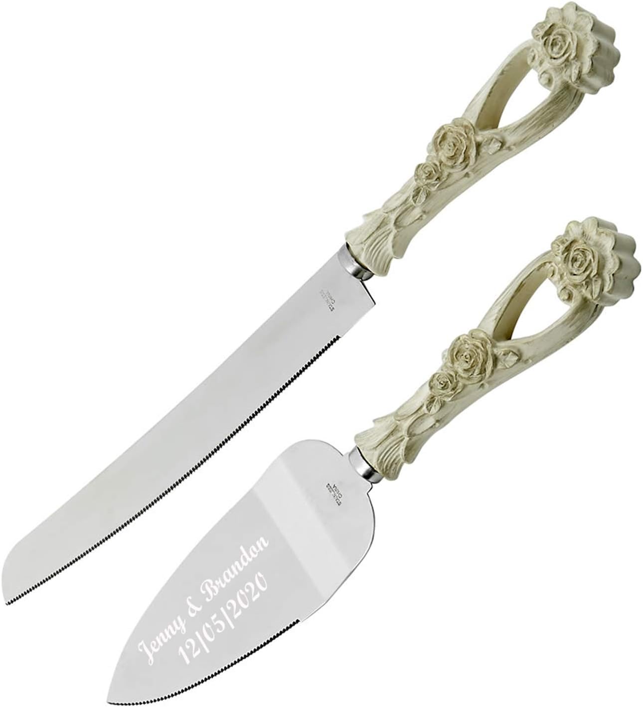 GIFTS INFINITY Personalized Wedding Cake Knife and Server Set with Engraving – Cake Cutting Utensil Set, Keepsake Gift for Wedding, Anniversary, Reception, Birthday & Other Occasions (CH-101WB)