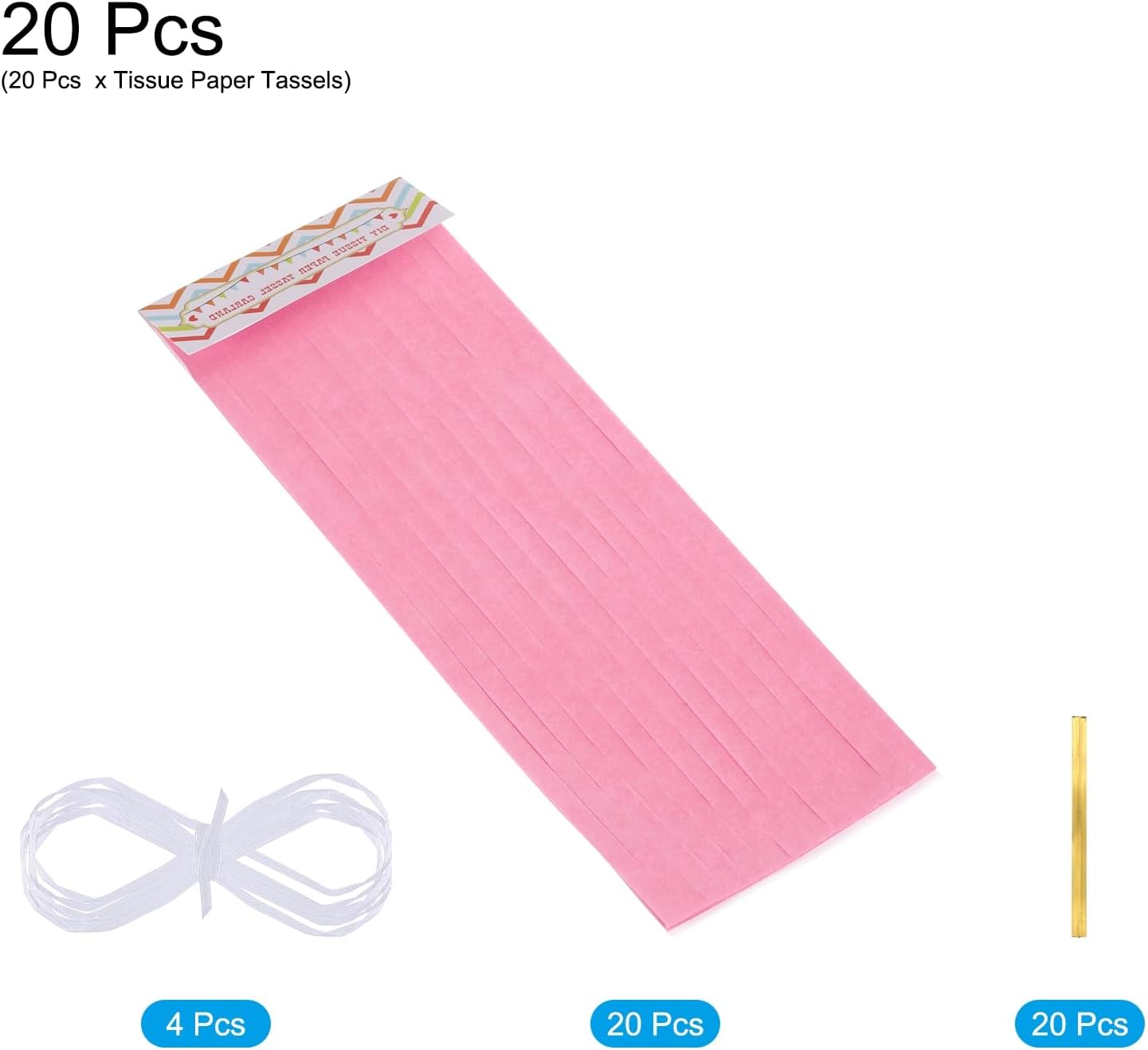 MECCANIXITY 20Pcs Light Blue Tassel Garland Banner with Rope Tissue Paper Tassels Party DIY Kits for Anniversary Wedding Birthday Party