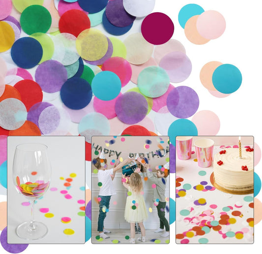 10000 Pieces 1 Inch Round Tissue Paper Confetti, 3.5 oz Multicolor Round Tissue Confetti, for Weddings, Anniversaries, Arts Craft DIY Scrapbooking