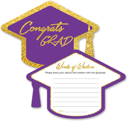 Yuzi-n Graduation Advice Cards for The Graduate (50 Pack), High School or College Graduation Party Games Decorations Supplies, Well Wishes Card for Graduates, Advice For The Graduate Cards (Black)