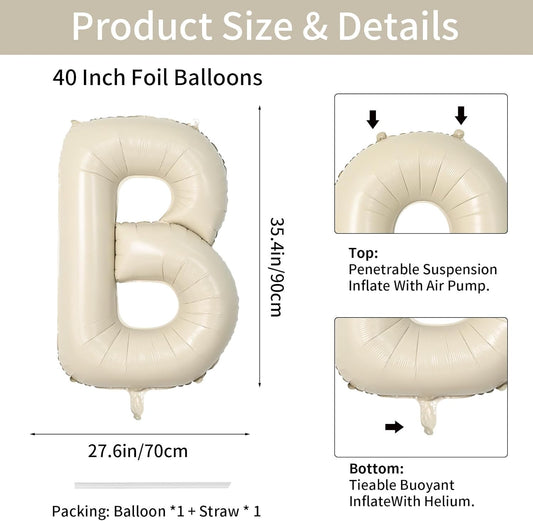 Biapian 40 Inch BRIDE Letter Balloons, Big Cream BRIDE Foil Balloons, 5 Pcs Giant Foil Large Aluminum Balloon Helium for Wedding Bridal Shower Anniversary Engagement Bachelorette Party Decoration - Colors B