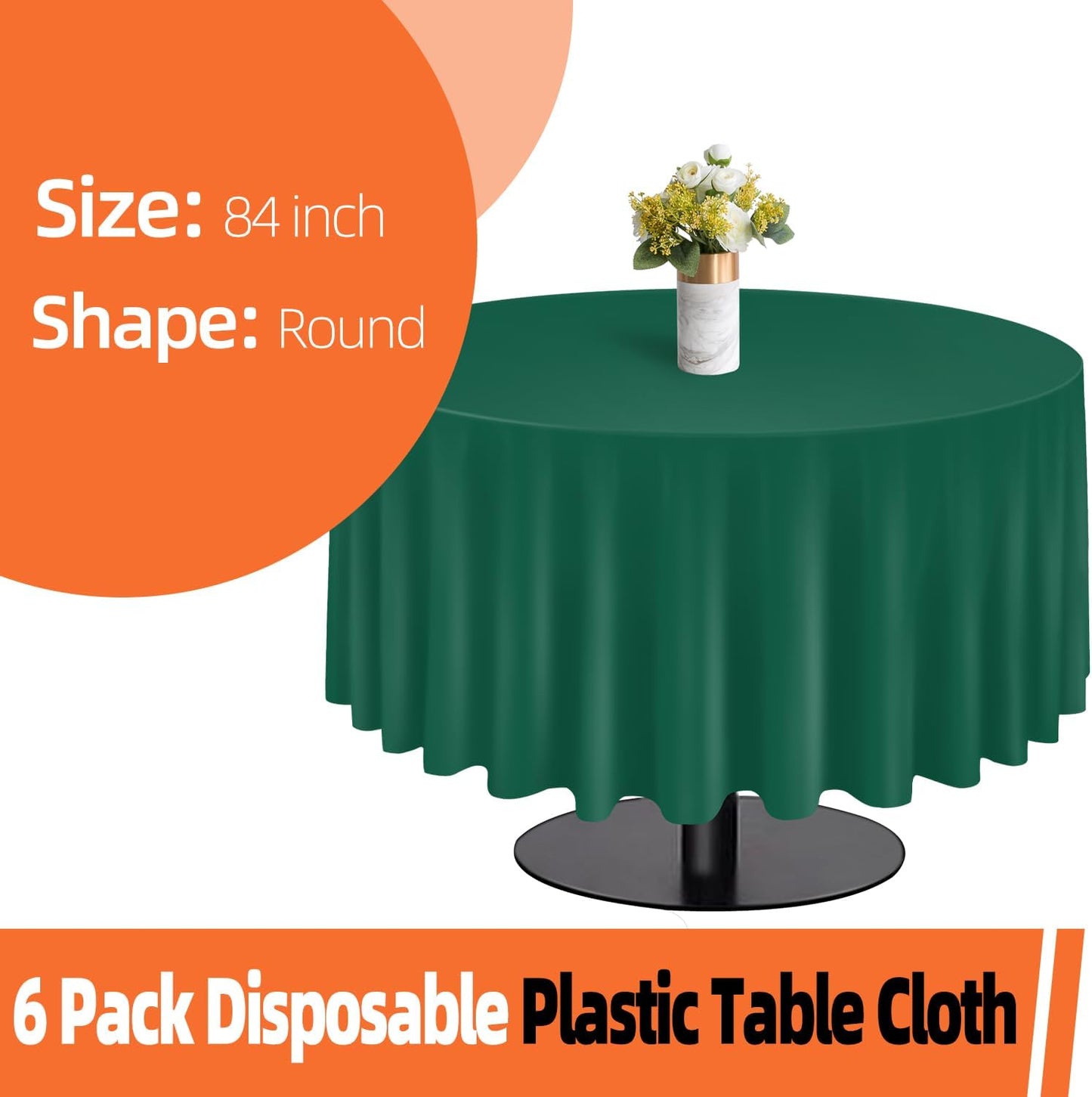 tujol Royal Blue 6 Pack Plastic Table Cloth 54" x 108", Disposable Tablecloths Rectangle Table Cover, Plastic Tablecloths for Parties