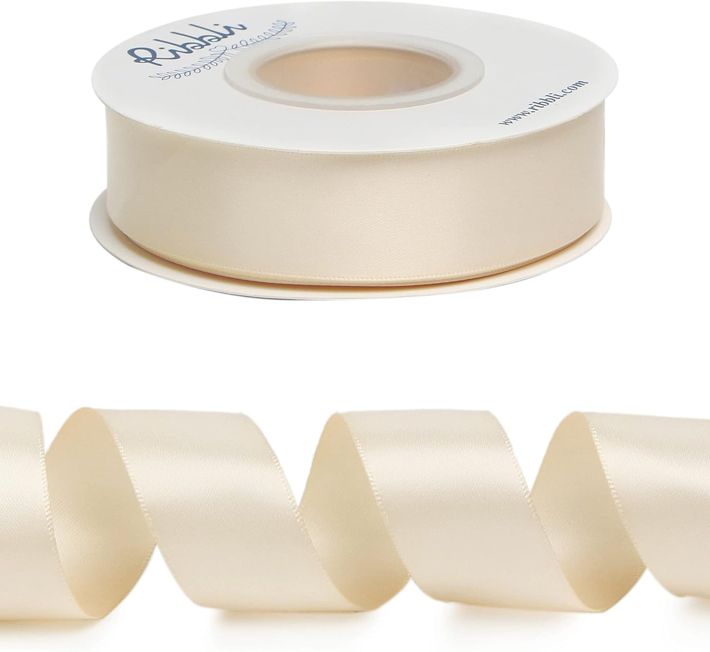 Ribbli Double Faced White Satin Ribbon,3/8” x Continuous 25 Yards,Fabric Ribbon use for Bows Bouquet,Gift Wrapping,Floral Arrangement