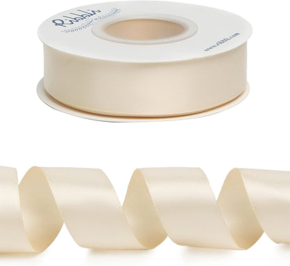 Ribbli Double Faced White Satin Ribbon,3/8” x Continuous 25 Yards,Fabric Ribbon use for Bows Bouquet,Gift Wrapping,Floral Arrangement