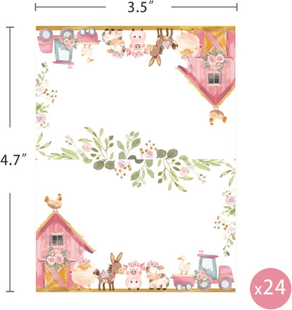 24 Pcs Farm Animals Place Cards, Barn Animals Themed Buffet Food Labels and Tent Name Cards for Baby Shower and Birthday Party Table Setting Decorations Supplies (Red)