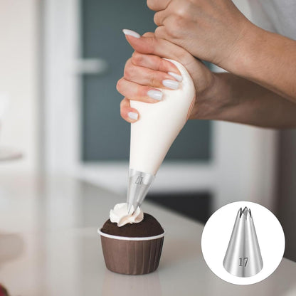 Open Star Piping Tips Set, 9 Piece Stainless Steel Star Piping Tips Set French Stars Tube Frosting Nozzle Kit Stars Pastry Tip for Cakes Cupcakes Cookies Decorating, Small Size 14-22