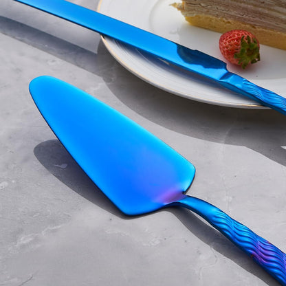 Rainbow Cake Cutting Set, Stainless Steel Cake Knife and Server, Cake Pie Cutter Set for Wedding, Birthday, Party