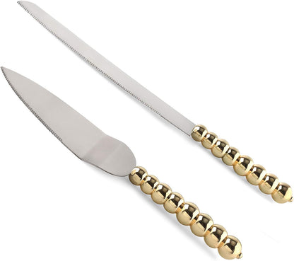 Homi styles Wedding Cake knife and Server Set | Elegant Rose Gold Color Premium 420 Stainless Steel plated Blades | Cake & Pie Serving Set for Wedding Cake, Birthdays, Anniversaries, Parties