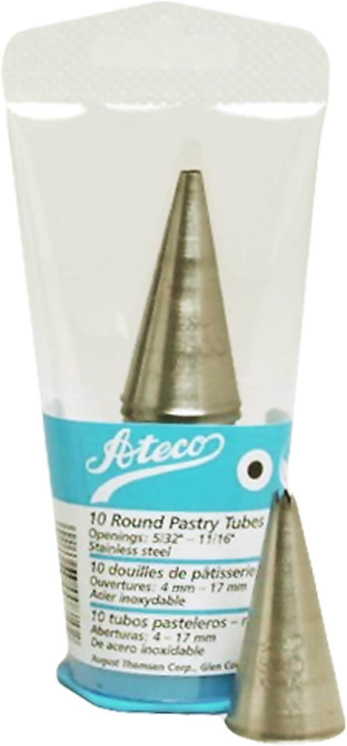 Ateco 850 - 10 Piece Closed Star Tube Set, Stainless Steel Pastry Tips, Sizes 0 - 9