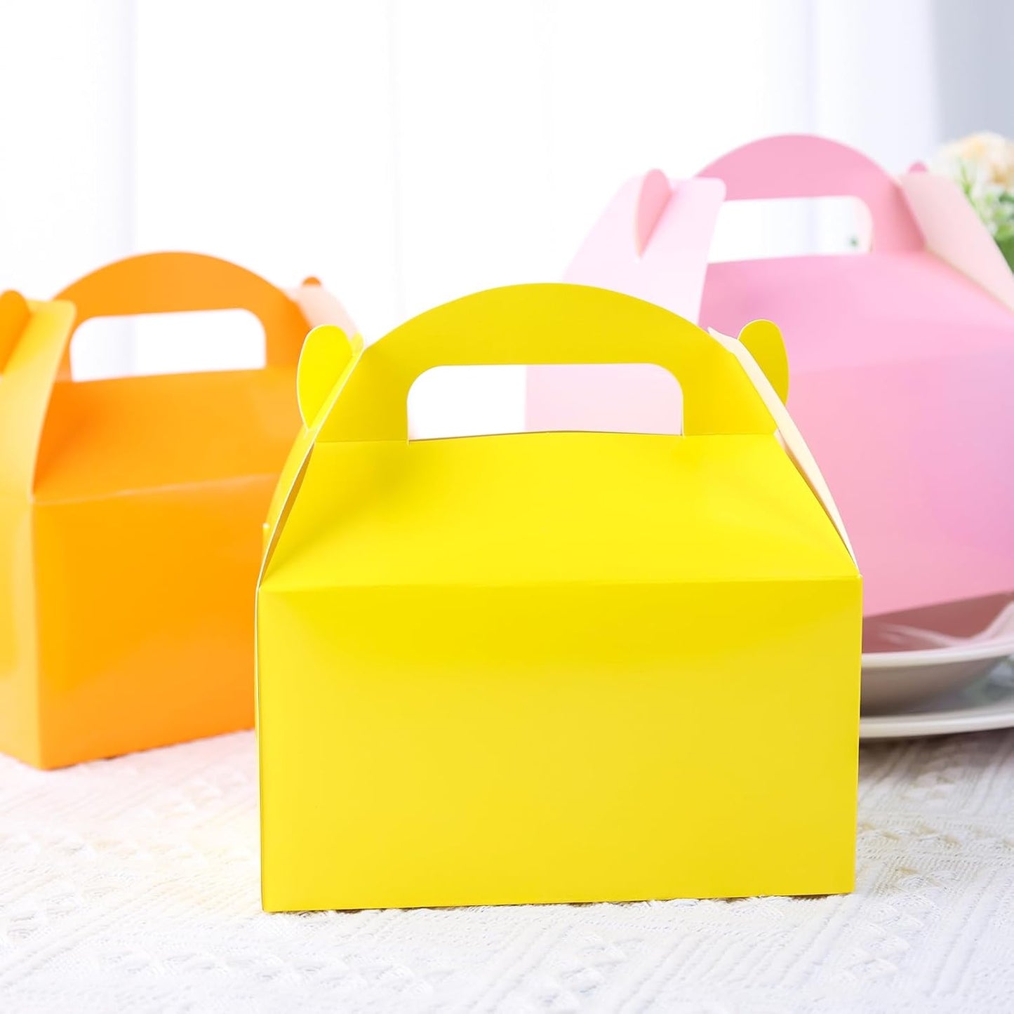 VGOODALL 16PCS Gable Treat Boxes Goodie Bags, 6x3.5x3.5inch Colorful Paper Gift Boxes for Kids Snacks, Candy, Toys, Birthday Party, Wedding