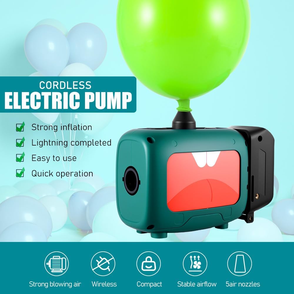Cordless Balloon Pump Electric Compatible with Dewalt Battery for All Balloons, 5 in 1 Balloon Pump Outdoor for Inflating/Deflating Balloons, Air Beds Yoga Balls & Party Decoration (No Battery)