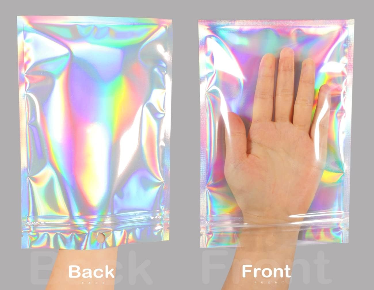 Trunple Smell Proof Bags & Resealable Foil Pouch Mylar Sample Bag Great for Party Favor Food Storage (Holographic Color) (50pcs-6x9 inch)
