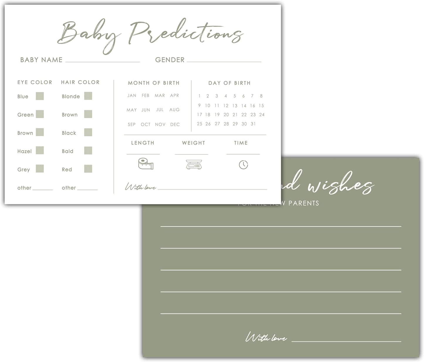 Baby Predictions and Advice Cards, 5" x 7" Pink Baby Shower Predictions Cards, Daily Party Games & Activities Favors for Newparents - G08