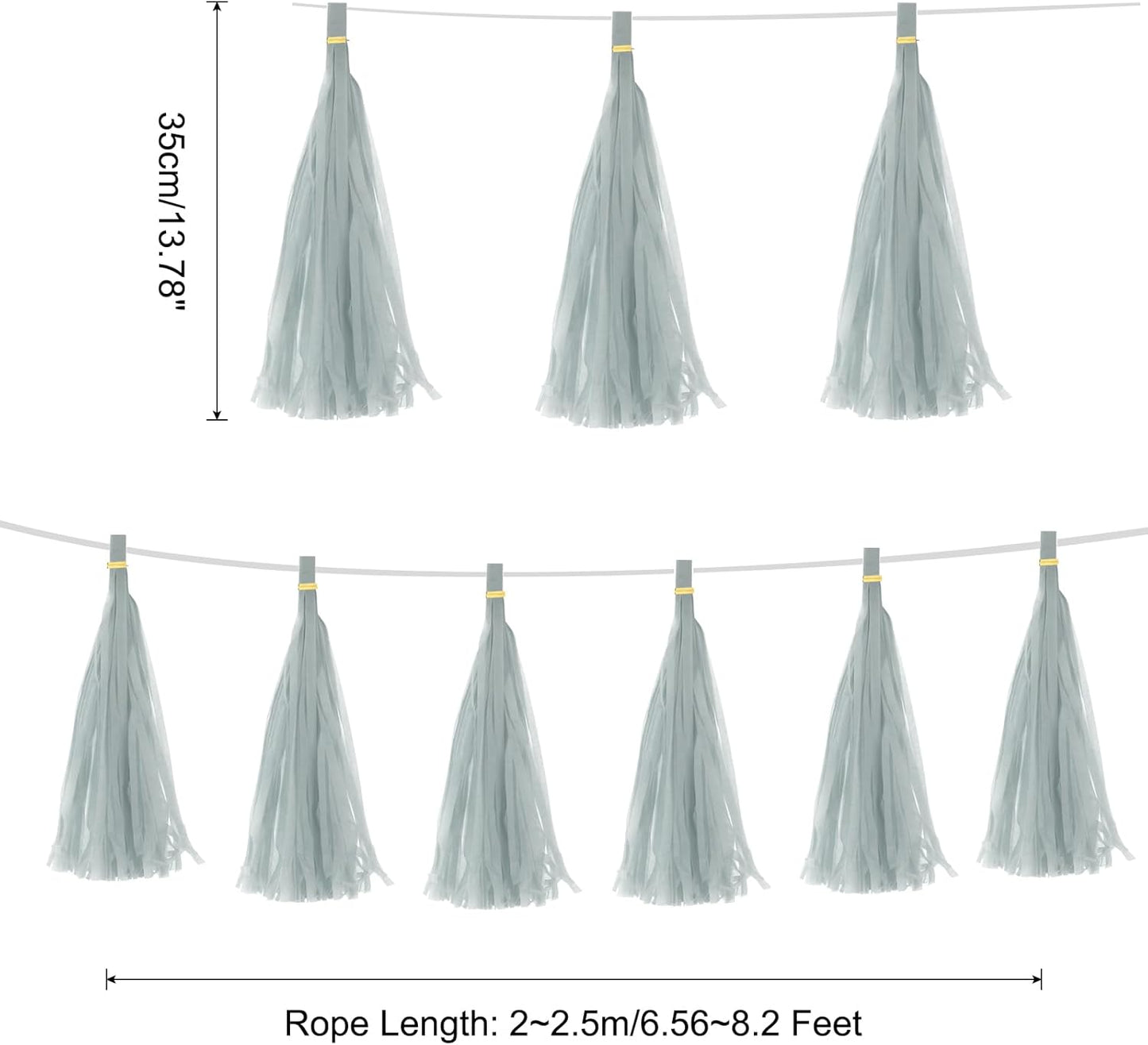 MECCANIXITY 15Pcs Light Blue Tassel Garland Banner with Rope Tissue Paper Tassels Party DIY Kits for Anniversary Wedding Birthday Party