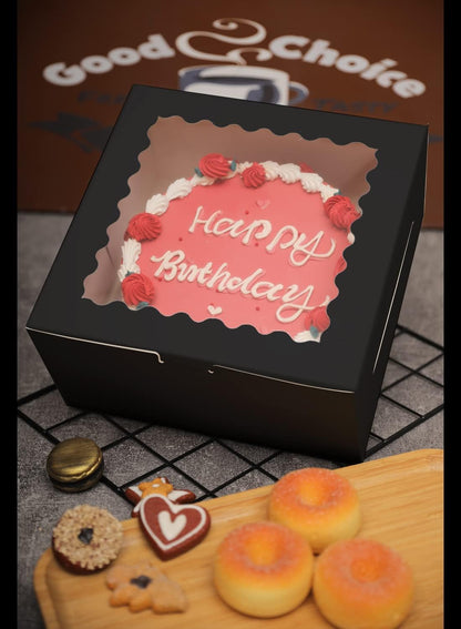 Bakepacker 36pcs 8x8x5 Inches Cake Boxes with Window 18-Packs Black 8 Inch Bakery Boxes (18 Cake Boxes +18 Cake Boards Included)