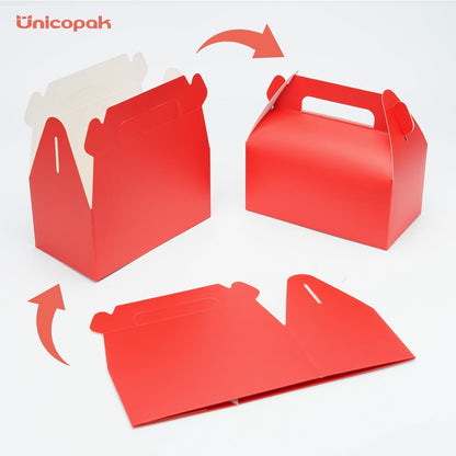 UnicoPak 30 Pack Party Favor Boxes Treat Boxes, White Gable Gift Boxes for Party Favors Goodies Cookies Treats Candies Meals Lunch, 6.5x3.5x3.5 Inches