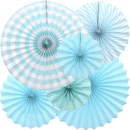 Hocansen 6PCS Paper Fan Garland Paper Fans Party Decorations 8/12/16in Hanging Papers Fans Set Round Papers Fans Pattern Garland for Birthday, Wedding (ZS/Pink)