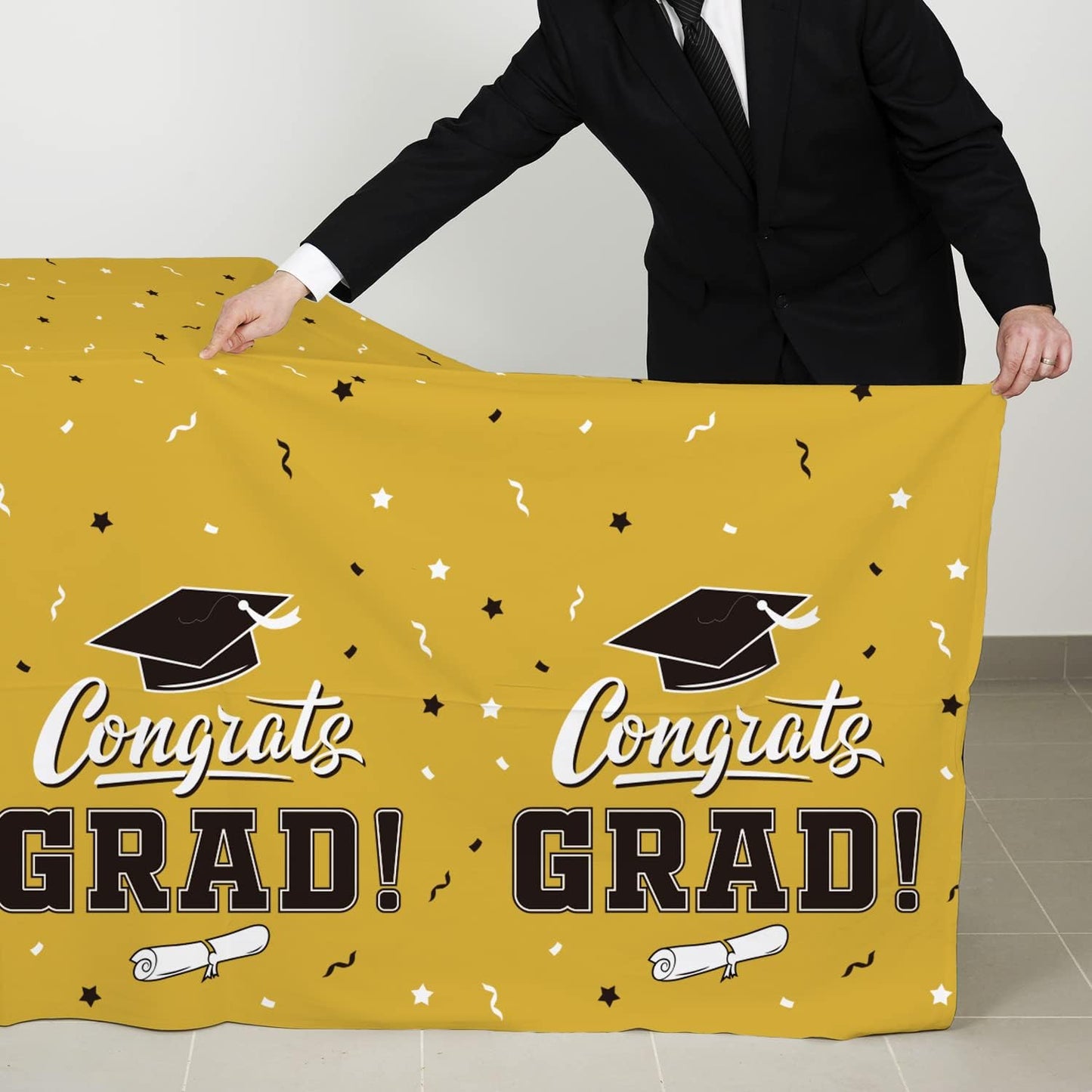Gatherfun Graduation Party Decorations, Gongrats Grad Tablecover for Graduation Party Supplies, 3 pcs Green Table Cloths, 54"x108"