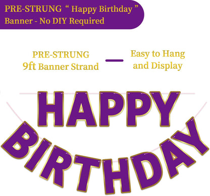 Happy Birthday Banner - 9ft Pre-Strung Happy Birthday Sign for Women, Men, Girls, Boys - No DIY Birthday Decorations & Party Supplies(Macaron)