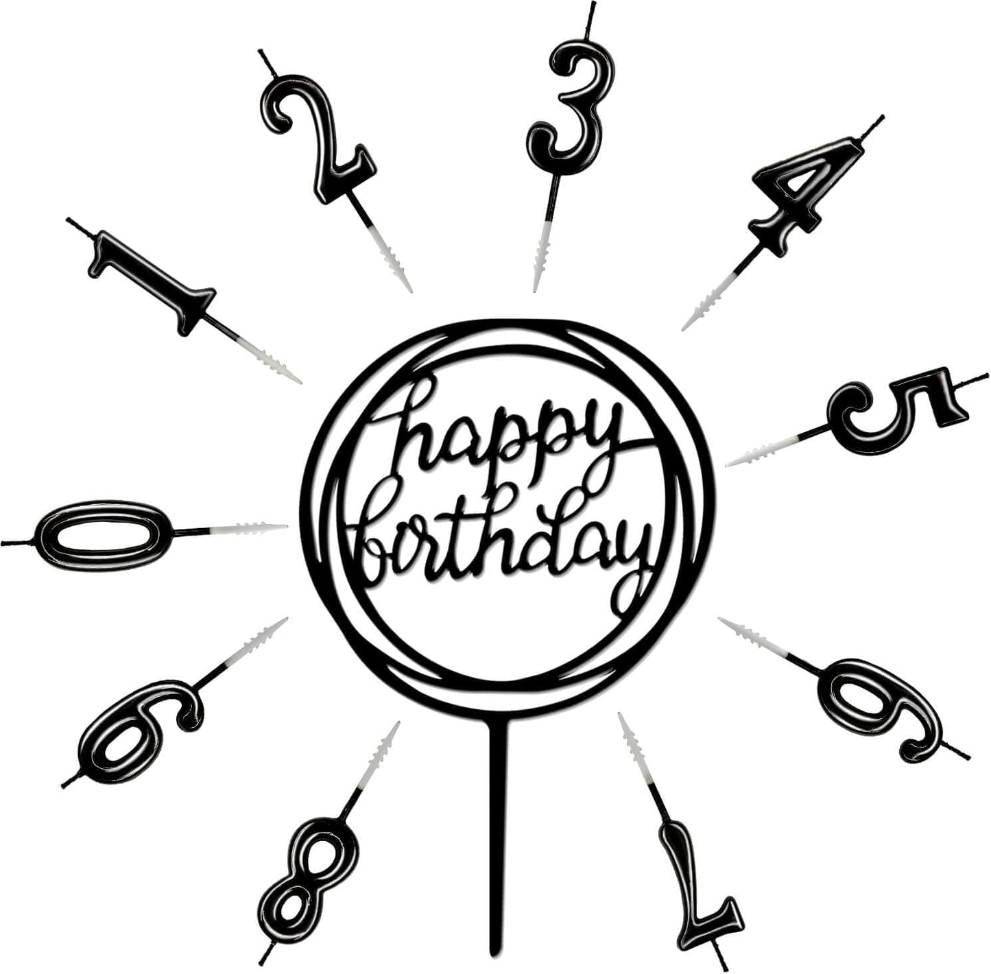 10-Piece Number Birthday Candles - Glitter Cake Toppers for Birthday & Wedding Parties