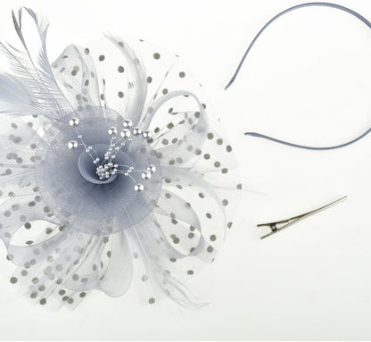 DRESHOW Fascinators Hat Flower Mesh Ribbons Feathers on a Headband and a Clip Tea Party Headwear for Girls and Women - Colors A