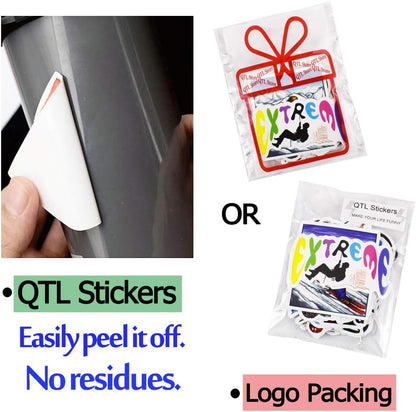 QTL Neon Stickers for Teens & Students Prizes, Waterproof Vinyl Party Favor Stickers, School Rewards, Water Bottle and Laptop, 50PCS - Colors A