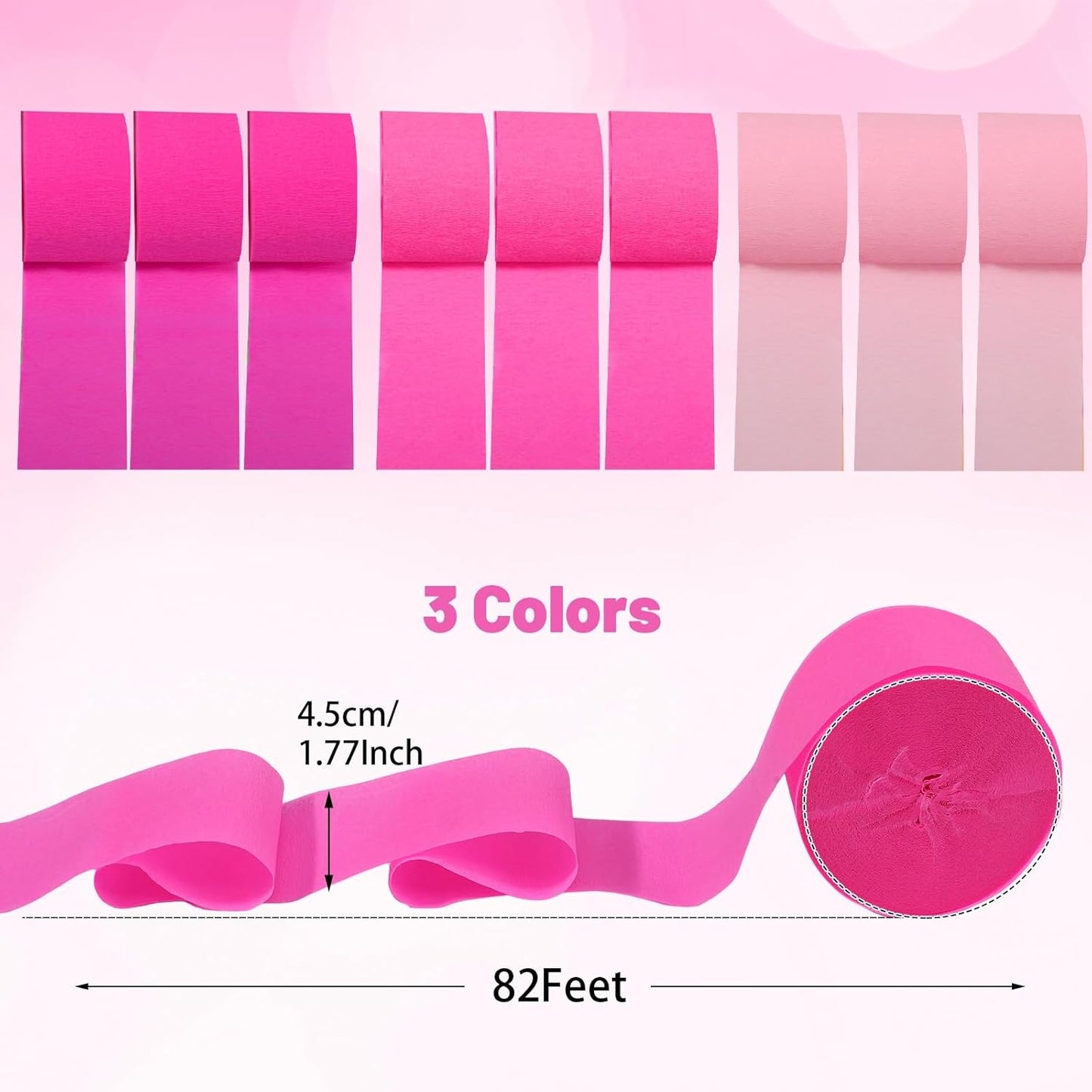 Pastel Crepe Paper Streamers 9 Rolls 738ft,Fancy Streamers Party Decorations for Birthday Mother's Day Wedding Holiday Decorations DIY Gift Wrapping, 1.77 Inch x 82 Ft/Roll