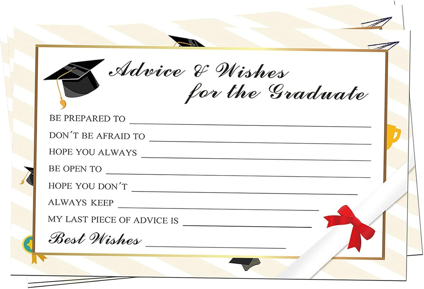 Graduation Advice Cards - 50-Pack Graduate Party Supplies 2026 Advice for the Graduate Decorations Party Favors Table Games Personalized Graduations Cards