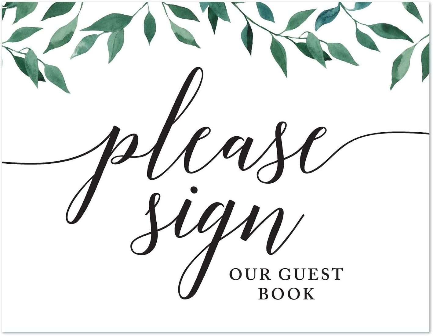 Andaz Press Wedding Party Signs, Natural Greenery Green Leaves, 8.5x11-inch, Bridal Shower Scavenger Hunt, 1-Pack - Colors B