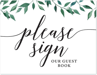 Andaz Press Wedding Party Signs, Natural Greenery Green Leaves, 8.5x11-inch, Bridal Shower Scavenger Hunt, 1-Pack - Colors B