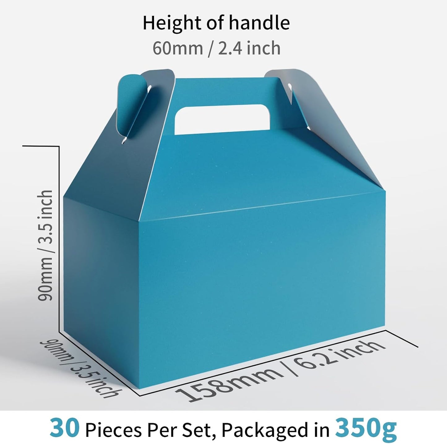 XAGLVV 24 Pack White Paper Gable Boxes,6.2 Inch Candy Boxes with Handle, Snack Party Favor& Gift Cookie bags for kids Birthday,Wedding, Baby Shower, Graduation.