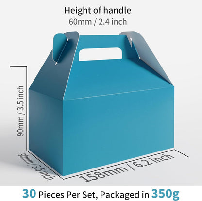 XAGLVV 24 Pack White Paper Gable Boxes,6.2 Inch Candy Boxes with Handle, Snack Party Favor& Gift Cookie bags for kids Birthday,Wedding, Baby Shower, Graduation.