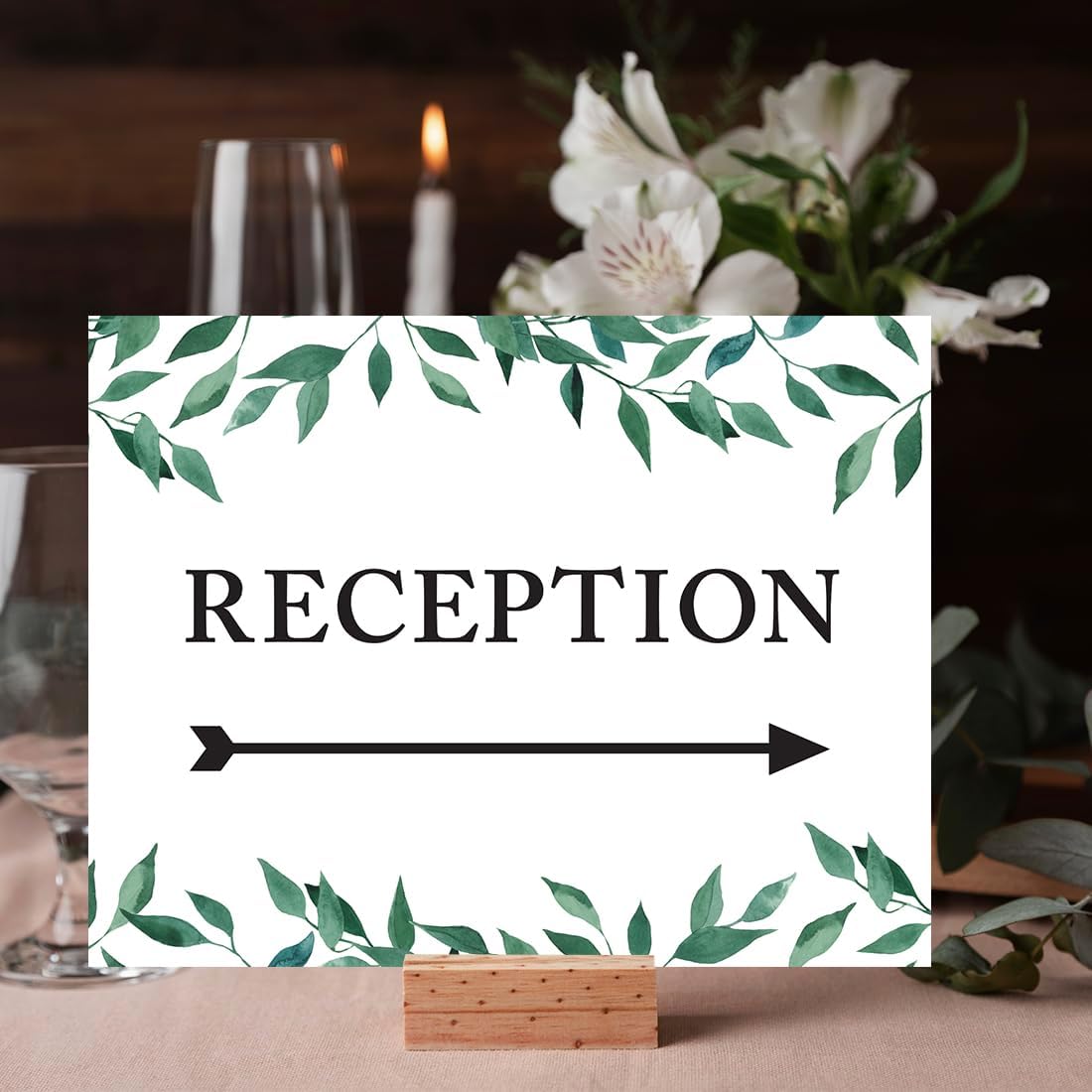 Andaz Press Wedding Party Signs, Natural Greenery Green Leaves, 8.5x11-inch, Bridal Shower Scavenger Hunt, 1-Pack - Colors D