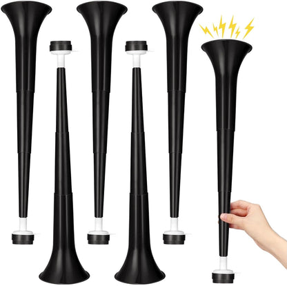 6 Pcs Stadium Horn for Adult, 21 Inch Vuvuzela Plastic Collapsible Cheering Trumpets for Sporting Events Football Carnival Party, Red