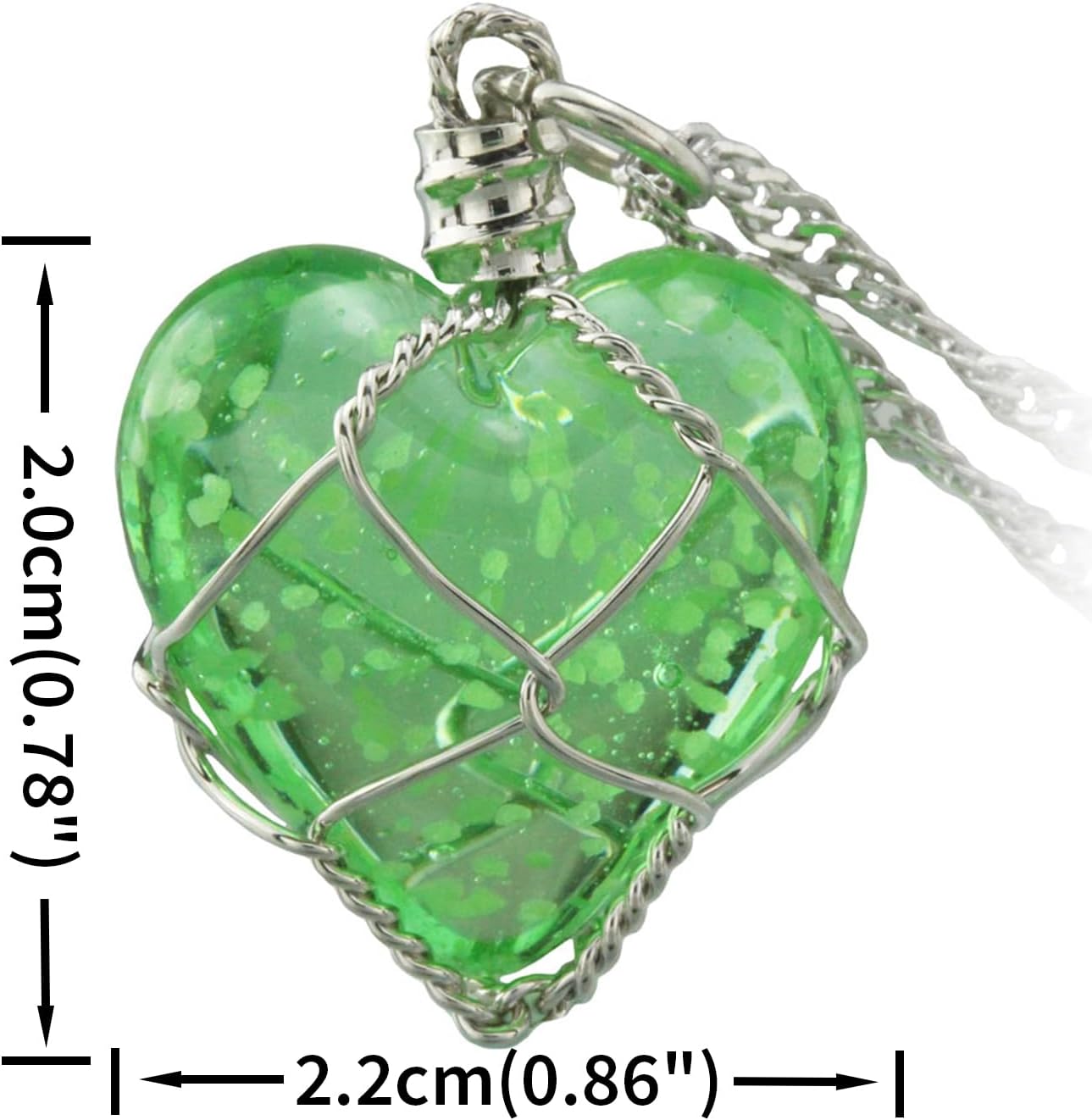 FM FM42 Glow in The Dark Blue/Green Heart Pendant Necklace, Glow Green Light