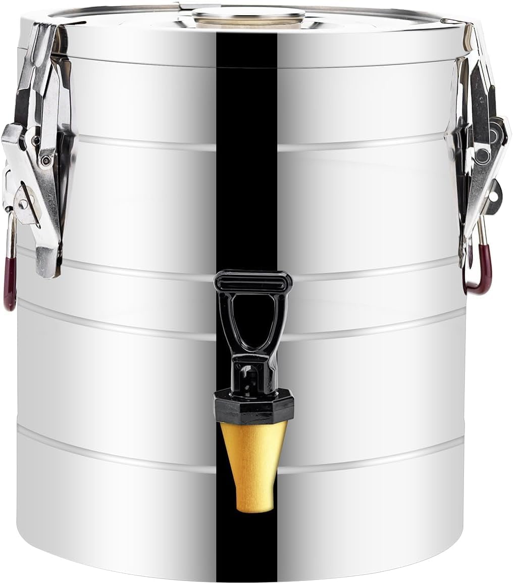 Stainless Steel Insulated Beverage Dispenser,Cold and Hot Drink Dispenser 2.64-Gallons 10 Liters Water Dispenser