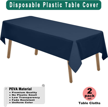 PARTY ULYJA White Plastic Tablecloths 2 Pack Disposable Table Covers 54 x 108 Inch Bridal Shower PEVA Vinyl Table Cloths for Picnic Birthday Wedding Banquet Parties 8 ft Rectangle Table Use