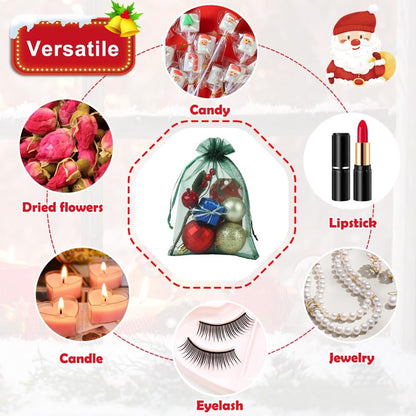 HRX Package 100pcs White Organza Bags, 4x6 inch Mesh Bags Drawstring Gift Bags Jewelry Pouches for Candy Wedding Favors Christmas