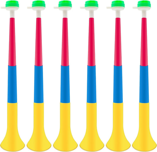 6 PCS Plastic Collapsible Stadium Horns, Collapsible Air Horns Noisemaker for Sporting Events Football Games Graduation School Sports Party Decorations Supplies Favors (Random Color Matching)