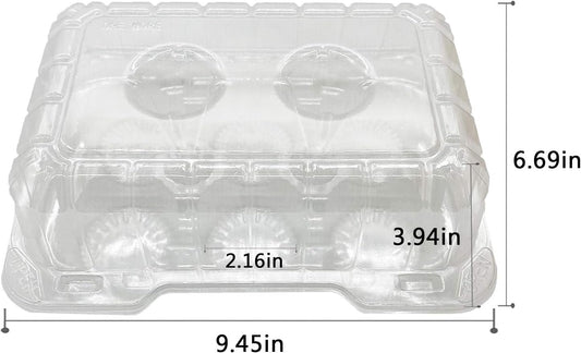 Clear Cupcake Containers,12pc Plastic Disposable High Dome Cupcake Boxes 6 Compartment Cupcake Holders Cupcake Containers Half Dozen Cupcake Trays ReliableCup Cake Muffin Packaging Transporter
