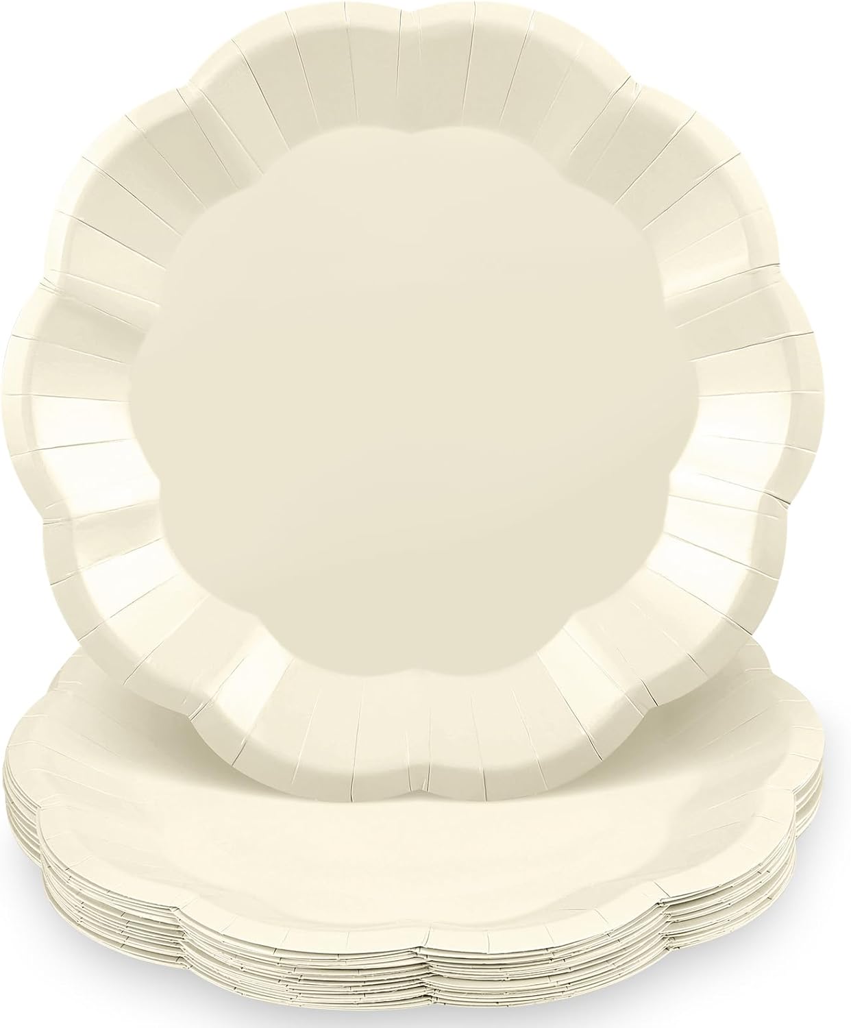 NatNarr 30 Pcs Sage Green Paper Plates, 7 Inch Scalloped Paper Plates Small Dessert Cake Plate Cute Party Plate Disposable Sage Greens Party Supplies for Wedding, Baby Bridal Shower, Birthday