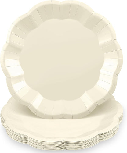 NatNarr 30 Pcs Sage Green Paper Plates, 7 Inch Scalloped Paper Plates Small Dessert Cake Plate Cute Party Plate Disposable Sage Greens Party Supplies for Wedding, Baby Bridal Shower, Birthday